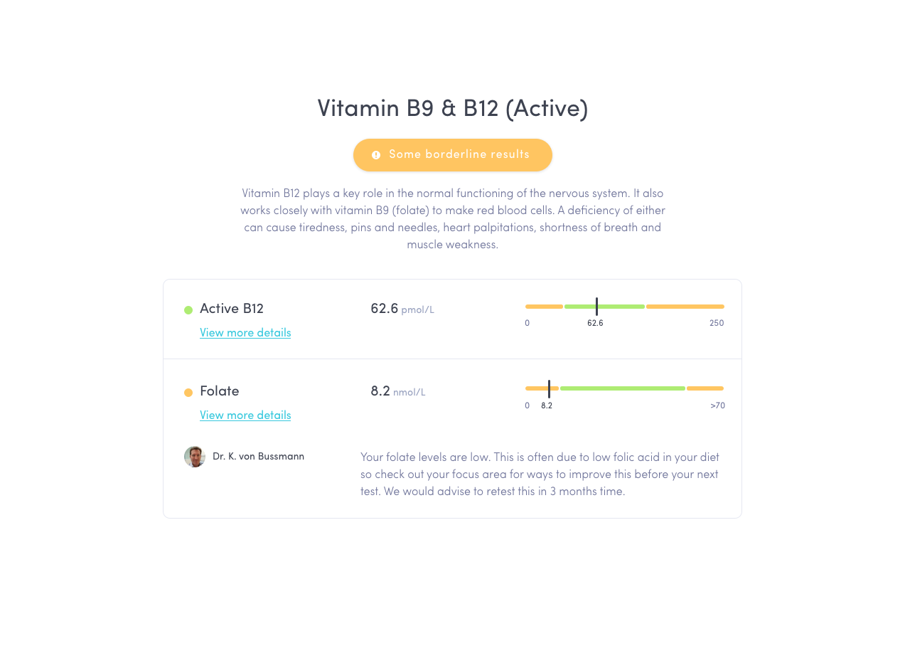 Thriva Results Page Before Redesign